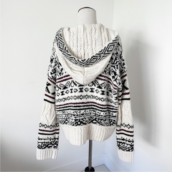 NWT! Anthropologie Ivory and Black Pilcro Relaxed Hooded Sweater - Size XS 🍟 - Picture 14 of 16
